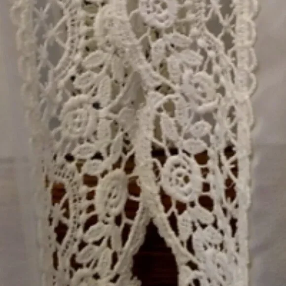 White Sheer Curtain Panels with Lace or Embroidered Scalloped 3" Lace (8 yards) - Picture 2 of 5